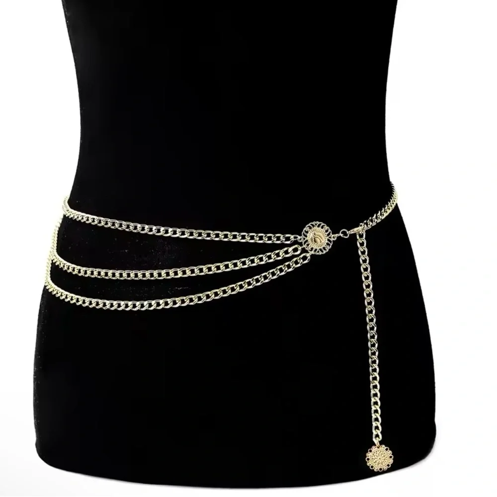 Boho Sunflower Multilayer Chain Gold Belt - Picture 5 of 5